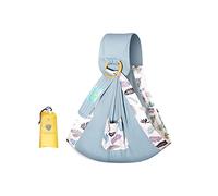 SONARIN Fascia Porta Bebè,Cotone Portabebè Porta Bambino Portantina Bebè Marsupio Neonati Copertina per Allattamento con Anelli Regolabili per Neonati Bambini Fino a 15 kg(Foglia Blu)