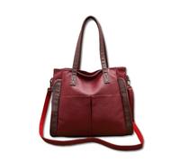 SONARIN Grande Borsa a Mano Donna,Vintage PU Borsetta Donna Borsa a Tracolla Borse a Spalla,Moda Borse Tote con Tracolla Regolabile per Lavoro Viaggio Shopping(Rosso)