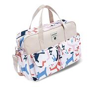 SONARIN Grande Capacità Borsa Fasciatoio per Neonato,Borsa per il Cambio Borsa a Tracolla Borsa per Pannolini da Viaggio Multifunzione Impermeabile con Spalline & Fasciatoio(Giostra)