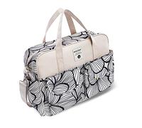 SONARIN Grande Capacità Borsa Fasciatoio per Neonato,Borsa per il Cambio Borsa a Tracolla Borsa per Pannolini da Viaggio Multifunzione Impermeabile con Spalline & Fasciatoio(Petali Neri & Bianchi)