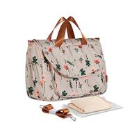 SONARIN Grande Capacità Elegante Borsa Fasciatoio per Neonato, Tracolla per Pannolini da Viaggio Portatile Impermeabile con Spalline & Fasciatoio (Fiore Kaki)