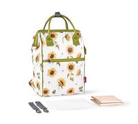 SONARIN Grande Capacità Elegante Zaino Fasciatoio,Borsa per Pannolini Multifunzionale Zaino Mamma Neonato Borsa Fasciatoio da Viaggio con Fasciatoio & Ganci per Passeggino(Girasole)