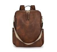 SONARIN Grande Capacità Moda Zaino Donna,Vintage PU Zainetti Donna Zaino Casual Zaini Porta PC 15,6 Pollici,Borsa a Tracolla Convertibile per Scuola Università Lavoro Viaggio(Marrone Scuro)