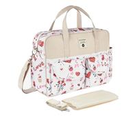SONARIN Grande Capacità Multifunzionale Borsa Fasciatoio per Neonato,Borsa per il Cambio Borsa a Tracolla Borsa per Pannolini da Viaggio Impermeabile con Spalline & Fasciatoio(Beige-Rosa)