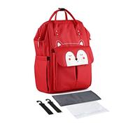 SONARIN Grande Capacità Zaino Fasciatoio Alla Moda,Borsa per Pannolini Multifunzione Impermeabile Zaino Mamma Neonato Borsa Fasciatoio da Viaggio con Fasciatoio & Ganci per Passeggino(Rosso)