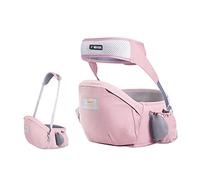 SONARIN Hipseat Marsupio,Ergonomico Neonati Marsupio Supporto del Sedile Portantina Bebè Seggiolino Puro Cotone con Cintura di Sicurezza & Tracolla Singola Multi Posizioni per Bambino(Rosa)