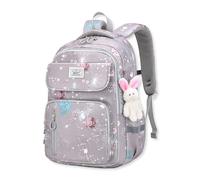 SONARIN Impermeabile Ragazze Zaino Scuola Elementare,Zaino per Bambini Leggero Zaino per Studenti Carino Borsa da Scuola Ragazze Zaino per la Scuola Zainetti Bambini(Grigio)