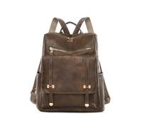 SONARIN Impermeabile Zaino Donna,Vintage PU Moda Zainetti Donna Zaino Casual Zaino Scuola Ragazze Zaino da Viaggio Borsa Antifurto Leggero per Università Lavoro(Caffè)