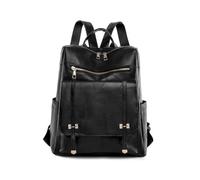 SONARIN Impermeabile Zaino Donna,Vintage PU Moda Zainetti Donna Zaino Casual Zaino Scuola Ragazze Zaino da Viaggio Borsa Antifurto Leggero per Università Lavoro(Nero)