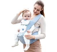 SONARIN Leggero Traspirante Marsupio Neonati con Sedile,Portantina Ergonomico Multifunzione Porta Bambino Fascia Porta Bebè Regolabile con Bavaglino per Neonati Bambini 0-36 Mesi(Blu)