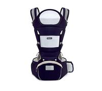SONARIN Marsupio Ergonomico con Sedile Anca/Puro Cotone, Poggiatesta, Multiposizione: Dorsale, Ventrale, Regolabile per Neonato e Bambino da 0 a 36 mesi (fino a 30 kg) Blu