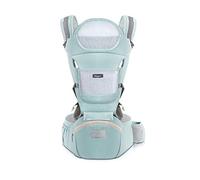 SONARIN Marsupio Ergonomico con Sedile Anca/Puro Cotone, Poggiatesta, Multiposizione: Dorsale, Ventrale, Regolabile per Neonato e Bambino da 0 a 36 mesi (fino a 30 kg) Verde