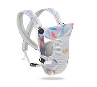 SONARIN Marsupio Neonati Leggero Traspirante,4-in-1 3D Air Mesh Portantina Ergonomico Multifunzione Porta Bambino,Regolabile per Neonati e Bambini 0-36 Mesi,Tutte le Posizioni(Foglie)