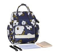 SONARIN Multifunzionale Impermeabile Zaino Fasciatoio,Grande Capacità Borsa per Pannolini Zaino Mamma Neonato Viaggio Borsa Fasciatoio con Fasciatoio & Ganci per Passeggino(Fiori)