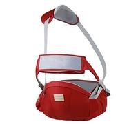 SONARIN Multifunzionale Traspirante Hipseat Marsupio,Ergonomico Marsupio Neonati Supporto del Sedile Portantina Bebè Seggiolino con Cintura di Sicurezza & Tracolla per 3-36 Mesi(Rosso)