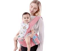 SONARIN Multifunzione Marsupio Neonati con Sedile,Cotone Portantina Ergonomico Porta Bambino Traspirante con Bavaglino,Regolabile per Neonati Bambini 0-36 Mesi,Tutte le Posizioni(Rosa)