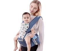 SONARIN Multifunzione Marsupio Neonati con Sedile,Cotone Portantina Ergonomico Porta Bambino Traspirante con Bavaglino,Regolabile per Neonati Bambini 0-36 Mesi,Tutte le Posizioni(Blu)