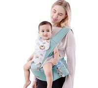 SONARIN Multifunzione Marsupio Neonati con Sedile,Cotone Portantina Ergonomico Porta Bambino Traspirante con Bavaglino,Regolabile per Neonati Bambini 0-36 Mesi,Tutte le Posizioni(Verde)