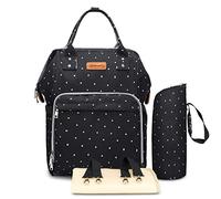 SONARIN Multifunzione Zaino Fasciatoio Bambino per Pannolini, Fasciatoio,Impermeabile,Grande Capacità,Organizer per Zaino da Viaggio,Elegante e Resistente, Ideale Regalo(Nero & Punto)