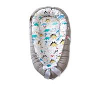 SONARIN Portatile Riduttore Lettino Neonato,88 x 53 cm Baby Nest Nido Neonati Riduttore Culla da Viaggio per Bambini, con100% Cotone Copertura Reversibile Lavabile(Grigio-Dinosauro)