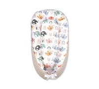 SONARIN Portatile Riduttore Lettino Neonato,88 x 53 cm Baby Nest Nido Neonati Riduttore Culla da Viaggio per Bambini, con100% Cotone Copertura Reversibile Lavabile(Elefante Colorato)