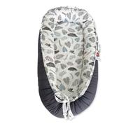 SONARIN Portatile Riduttore Lettino Neonato,88 x 53 cm Baby Nest Nido Neonati Riduttore Culla da Viaggio per Bambini, con100% Cotone Copertura Reversibile Lavabile(Grigio-Foglia)