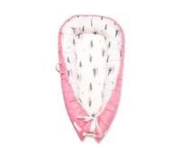 SONARIN Portatile Riduttore Lettino Neonato,88 x 53 cm Baby Nest Nido Neonati Riduttore Culla da Viaggio per Bambini, con100% Cotone Copertura Reversibile Lavabile(Rosa-Foresta)