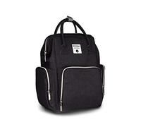 SONARIN Premium Zaino Fasciatoio Bambino per Pannolini con Cinturino Per Passeggino,Organizer per Zaino da Viaggio Con Sacchetto di Isolamento Termico,Impermeabile, Grande Capacità, Eegante(Nero)