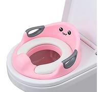 SONARIN Riduttore WC per Bambini,Sedile WC Portatile Ergonomico con Cuscino Staccabile/Paraspruzzi/Maniglia/Schienale per Ragazzi e Ragazze,Allenamento WC,Doppio Design Antiscivolo(Rosa)