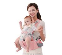 SONARIN Semplice Hipseat Marsupio,Marsupio Neonati con Sedile Multifunzionale Traspirante Portantina Ergonomico Porta Bambino Fascia Porta Bebè per Neonati Bambini 0-36 Mesi(Rosa)