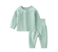 SONARIN Set Biancheria Intima Termica per Bambini,Set Termico per Bambino e Bambina con Maglia e Pantaloni Set Pigiama a Maniche Lunghe Biancheria da Notte Infante per 0-24 Mesi(Verde)