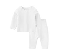 SONARIN Set Biancheria Intima Termica per Bambini,Set Termico per Bambino e Bambina con Maglia e Pantaloni Set Pigiama a Maniche Lunghe Biancheria da Notte Infante per 0-24 Mesi(Bianco)