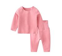 SONARIN Set Biancheria Intima Termica per Bambini,Set Termico per Bambino e Bambina con Maglia e Pantaloni Set Pigiama a Maniche Lunghe Biancheria da Notte Infante per 0-24 Mesi(Rosa)