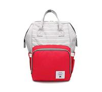 SONARIN Stripe Multifunzione Zaino Fasciatoio Bambino per Pannolini,Organizer per Zaino da Viaggio Con Sacchetto di Isolamento Termico,Impermeabile, Grande Capacità, Elegante,Ideale Regalo(Rosso)