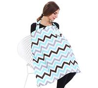 SONARIN Stripes Poncho per allattamento,Multifunzione 4 in 1,con Storage Bag,allattamento cover,Traspirante e Leggero(Blu & Grigio)