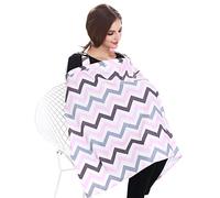 SONARIN Stripes Poncho per allattamento,Multifunzione 4 in 1,con Storage Bag,allattamento cover,Traspirante e Leggero(Rosa & Marrone)