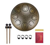 SONARIN Tamburo in Acciaio 8 Note 6 Pollici,Handpan Steel Tongue Drum Strumento a Percussione Steel Pan con Borsa per il Trasporto,2 Bacchette,Libro di Musica,4 Plettri,per Adulti e Bambini(Bronzo)