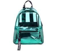 SONARIN Trasparente Zaino Donna,Impermeabile PVC Zaino Casual Borsa Scuola Ragazze,Portatile Moda Zainetto Donna per Stadio Lavoro Viaggio(Verde)