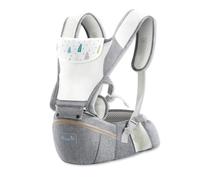 SONARIN Traspirante Regolabile Marsupio Neonati con Sedile,Portantina Ergonomico Porta Bambino Fascia Porta Bebè con Funzione di Stoccaggio,Multi-Posizioni per Neonati fino a 25 kg(Grigio Chiaro)