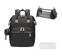 SONARIN Zaino Fasciatoio con Lettino Pieghevole,Borsa Fasciatoio Borsa per Pannolini Zaino Mamma Multifunzione Impermeabile Borsa Passeggino con Tappetino,Borsa Ciuccio e Porta USB(Nero)