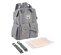 SONARIN Zaino Fasciatoio Grande Capacità,Borsa per Pannolini Zaino Mamma Multifunzione Borsa Fasciatoio Zaino Fasciatoio da Viaggio Impermeabile con Fasciatoio & Ganci per Passeggino(Grigio)