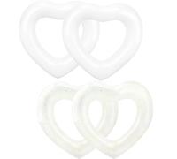 Sonarun Confezione da 4 salvagocce gonfiabili a forma di cuore, per adulti, piscina, spiaggia, feste, 110 x 90 cm (trasparente, bianco)