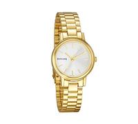 Sonata Essentials NT8096YM06 - Orologio analogico al quarzo, da donna, con quadrante bianco e cinturino in acciaio inossidabile dorato