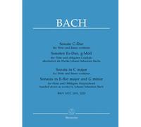 Sonate C-Dur für Flöte und Basso Continuo. Sonaten Es-Dur, g-Moll für Flöte und obligates Cembalo überliefert als Werke J. S. Bach. BWV 1033, 1031, 1020