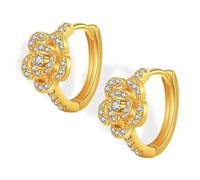 Sonateomber Orecchini a cerchio da donna, con fiocco in oro, con strass scintillanti, con nastro di zirconia cubica, ipoallergenici, per feste, balli studenteschi, gioielli alla moda, idea regalo