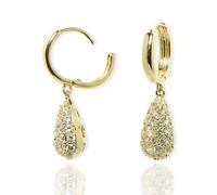 Sonateomber Orecchini pendenti da donna con zirconia cubica a goccia in oro a forma di goccia 3D, piccoli cerchi, alla moda, scintillanti, idea regalo per tutti i giorni, Acciaio inossidabile
