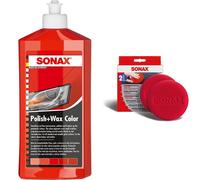 SONAX Black Lucidante & Cera, Rosso & Applicatore in Spugna Super Soft per la Di