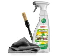 Sonax CleanStar, detergente interno per auto, 750 ml, con neutralizzatore di odori, per tutte le superfici interne in vetro, imbottitura in plastica, pennello per la pulizia + panno in microfibra