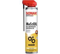 SONAX MoS2OIL Olio multiuso spray (400 ml) lubrifica + elimina cigolii | Detergente per contatti, lubrificante idrorepellente, sbloccante antiruggine e protezione contro umidità e corrosione.