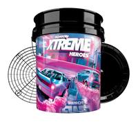 Sonax Xtreme Heroes - Set di secchio per lavaggio auto con colino e coperchio, secchio per lavaggio auto da 19 l, blu/rosa con griglia per il filtraggio dello sporco, secchio per il lavaggio dell'auto